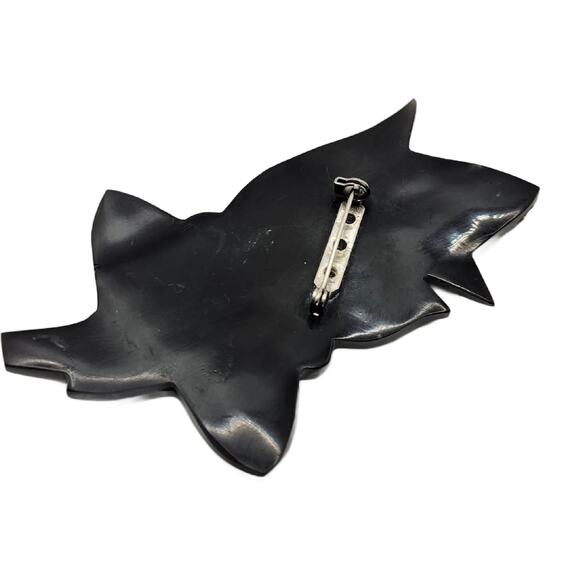 Vintage Lee Sands Mother of Pearl Inlay Flower Brooch, 4" Wide - Picture 8 of 10